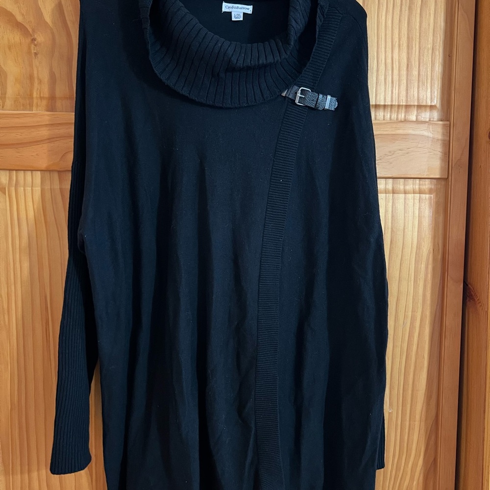 Croft and Barrow Black Cowl Neck Sweater with Buckle Accent